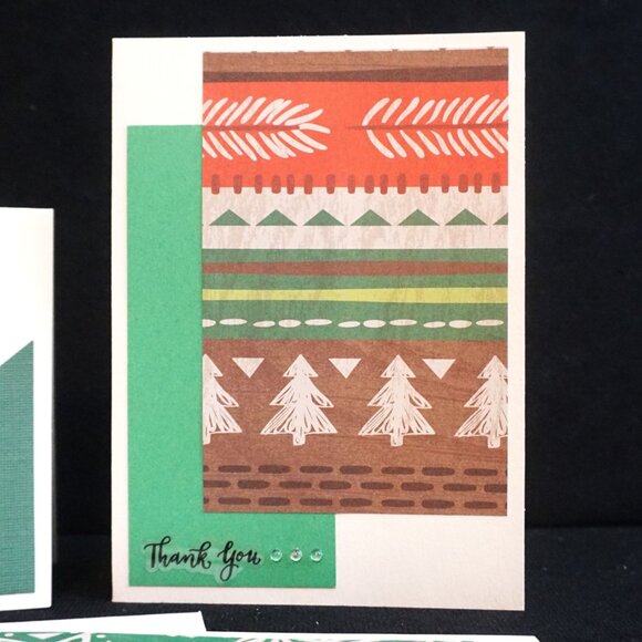 Set of 3 Thank You Cards White with County Print Handmade Greeting Note Cards - Picture 2 of 5